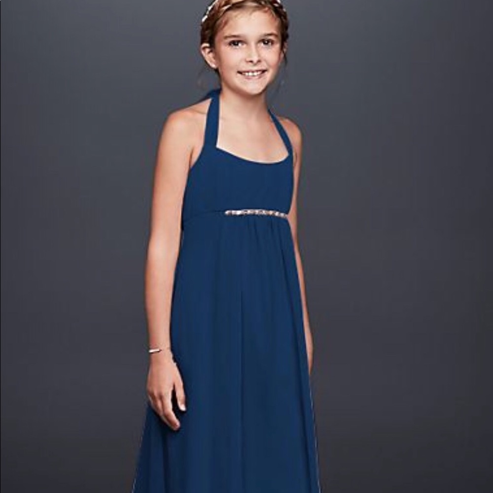Girl Blue Formal Halter Dress Sz 12